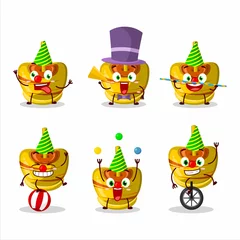 Fotobehang Cartoon character of yellow sugar candy with various circus shows © kongvector