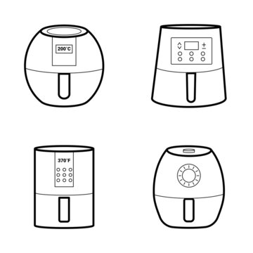 Air fryer flat Icon. Cooking fry appliance icon outline. Vector illustration isolated on a white background