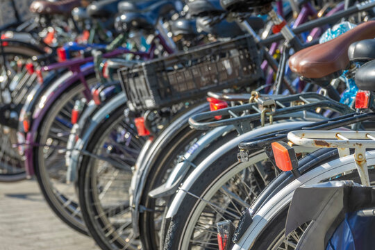 Bicycle Parking With Many Bicycles on a Sunny Day
