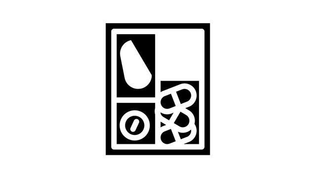 pillbox container animated glyph icon pillbox container sign. isolated on white background