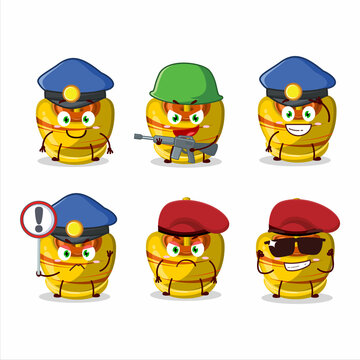 A dedicated Police officer of yellow sugar candy mascot design style