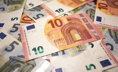 Euro money banknotes closeup. Financial background.