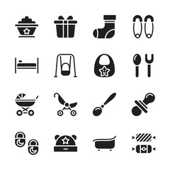 Babies and Kids Glyph Icons - Solid, Vectors