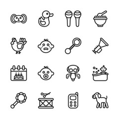 Babies and Kids Outline Icons - Stroked, Vectors