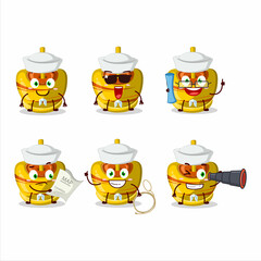 A character image design of yellow sugar candy as a ship captain with binocular