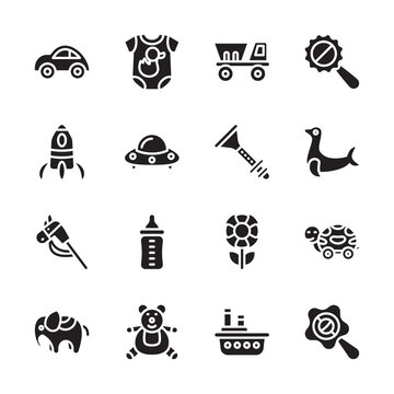 Babies and Kids Glyph Icons - Solid, Vectors
