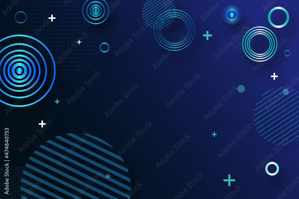 Poster Creative digital blue background with tech elements. Design and landing page concept. 3D Rendering.