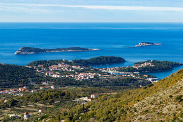 Fototapeta na wymiar View of Adriatic coast in Croatia from a mountain.