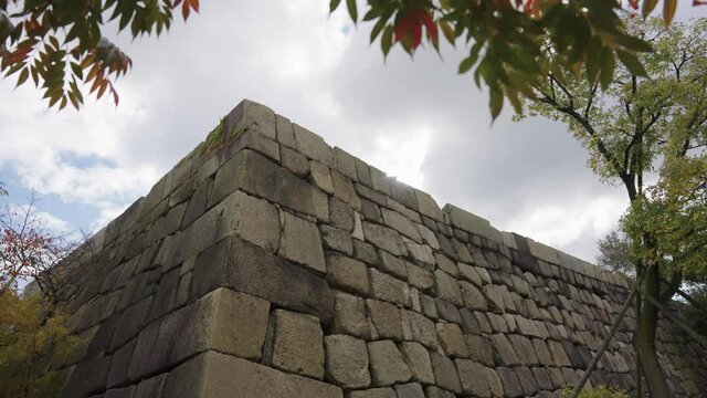 Osaka Castle Wall Fortification, Ancient structure in Kansai Japan