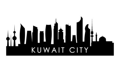Fototapeta premium Kuwait city skyline silhouette. Black Kuwait city design isolated on white background.
