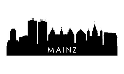 Mainz skyline silhouette. Black Mainz city design isolated on white background.
