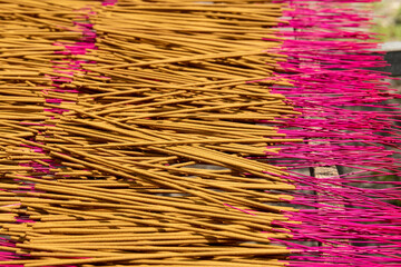 Incense sticks being dried outdoor in Quang Phu Cau Village, the outskirts of Hanoi, Vietnam