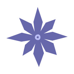 Vector flat Christmas seamless pattern with blue anise stars. Minimalistic concept with isolated hand drawn geometric shapeas on purple (very peri) background