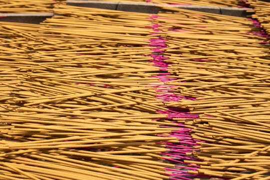 Incense sticks being dried outdoor in Quang Phu Cau Village, the outskirts of Hanoi, Vietnam