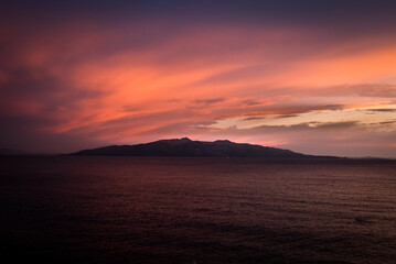 Naklejka na ściany i meble Sunset at the sea side Sarande Albania