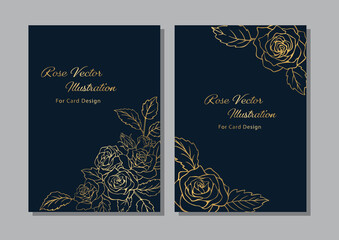 Set of Card Design with Rose Illustration