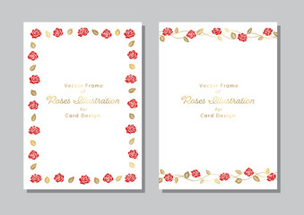 Set of Card Design with Rose Illustrations Frame