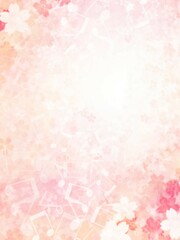 桜の花と音符の模様が描かれた背景イラスト