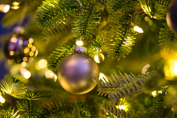Closeup of a silver Christmas-tree ball