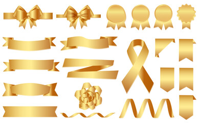 リボン ゴールド メダル イラスト セット シンプル マット