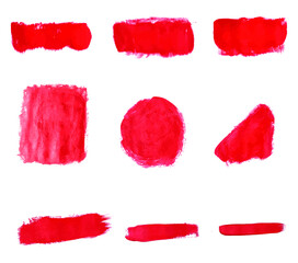 Red paint stroke handmade brush set