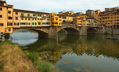 Fototapeta na wymiar View of the bridge Ponte Vecchio over the river Arno in Florence, Italy, Europe 