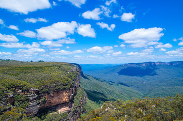 Cloudscape above the beautiful mountain view of Jamison Lookout at Wentworth Falls.