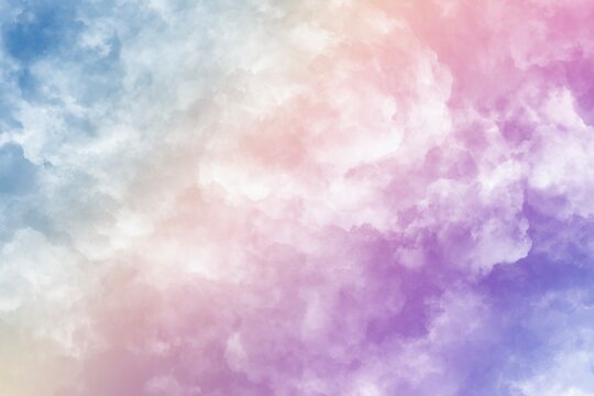 背景イラスト 虹色の雲 抽象的 幻想的な空 グラデーション カラフル ふわふわ 夢 Stock Illustration Adobe Stock