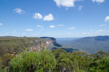 Australia green Mountain in national park in beautiful blue sky background in New South wales.