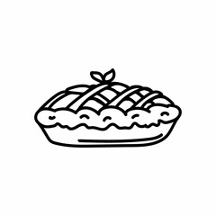 Hand-drawn pie. Vector in cartoon style. Hot pie. Dessert. Logo icon. Bakery products.