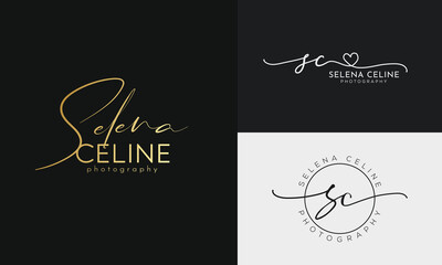 Handwriting logo template vector. signature logo concept.