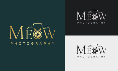 Meow Photography logo template vector. Letter logo concept.