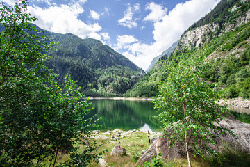 Around wonderful lake of Antrona. Antrona valley, Alps, Italy