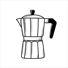 coffee pot in doodle style. sketch