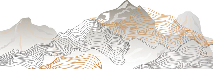 Mountains with abstract smooth lines. Beautiful geometric image with mountains