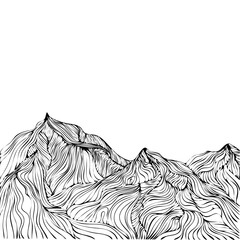 Mountains , contours of mountain peaks on a white background © Елена Устьянцева