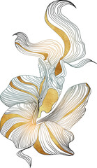 Abstract orchid flower in  lines. Beautiful flower made of thin smooth lines © Елена Устьянцева
