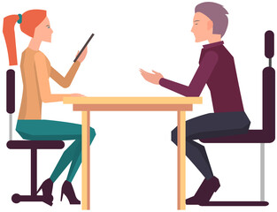 Businesspeople have project strategy planning meeting. Teamwork with business plan, creating new creative project. Meeting to discuss starting business. Colleagues discussing work in entrepreneurship