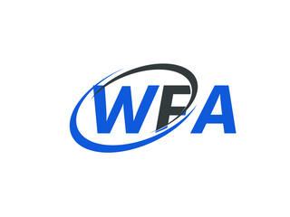 WFA letter creative modern elegant swoosh logo design
