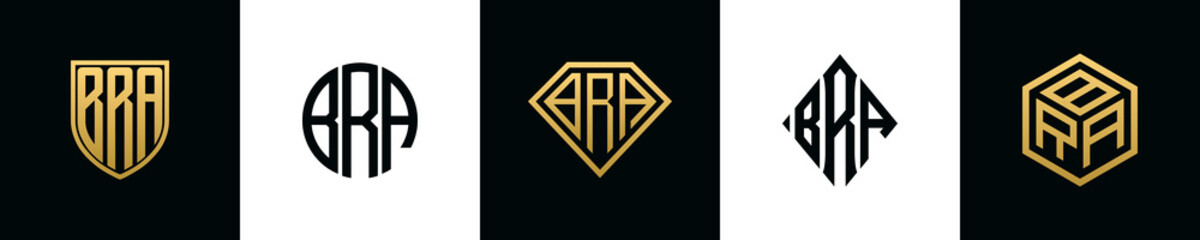 Initial letters BRA logo designs Bundle