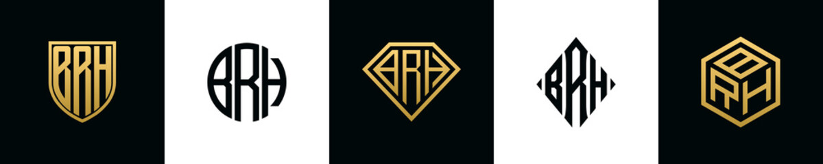 Initial letters BRH logo designs Bundle