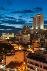 The central area of Hat Yai city at twilight.