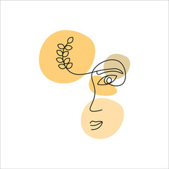 woman face, continuous line, abstract image, vector, illustration
