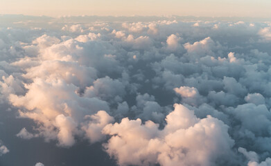 Naklejka na ściany i meble Sea of clouds during air travel