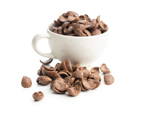 Sweet chocolate breakfast cereal flakes