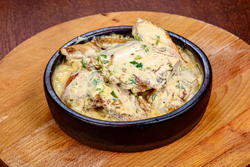 Tasty roasted chicken with cream
