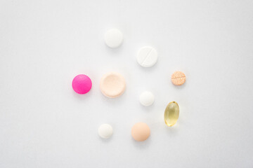 Medicaments and pharmaceutical pills on the table