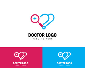 doctor logo creative search design concept sign symbol doctor virtual