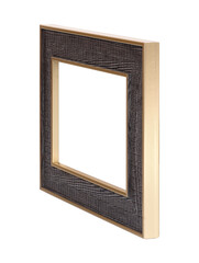 Wooden frame for paintings, mirrors or photo in perspective view isolated on white background. Design element with clipping path
