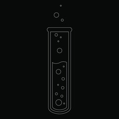 Chemical test tube vector icon set minimalist simple flat illustration. Experiment chemical flask for science isolated on black background.